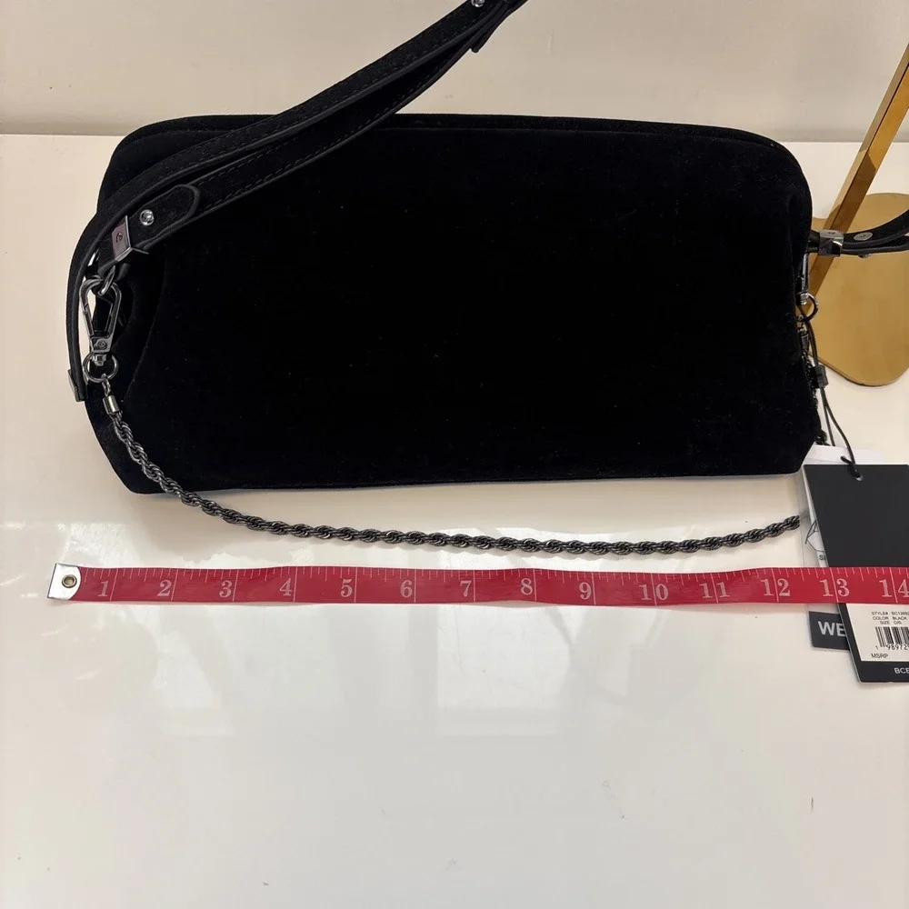 BCBG Limited Edition chain handle black velvet Handbag/Purse NEW NWT crossbody